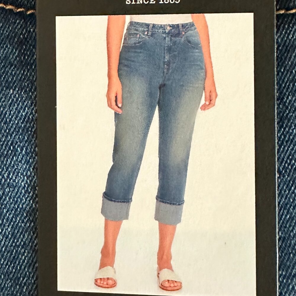 Frye Women's Stretch Jeans Size 8 Blue High Rise Straight Leg Cuffed Crop (NEW) - Picture 7 of 15